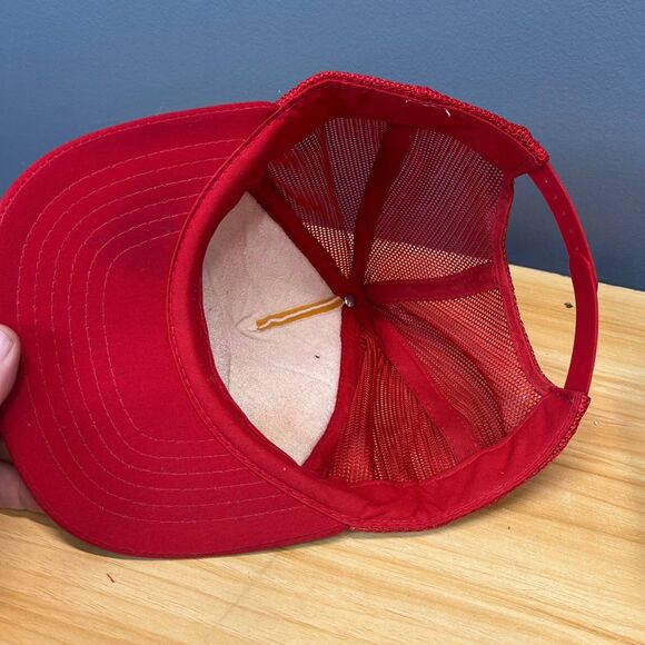 Vintage Big A Auto Parts Trucker Hat Red White Mesh Snapback Cap USA Patch - Picture 7 of 7